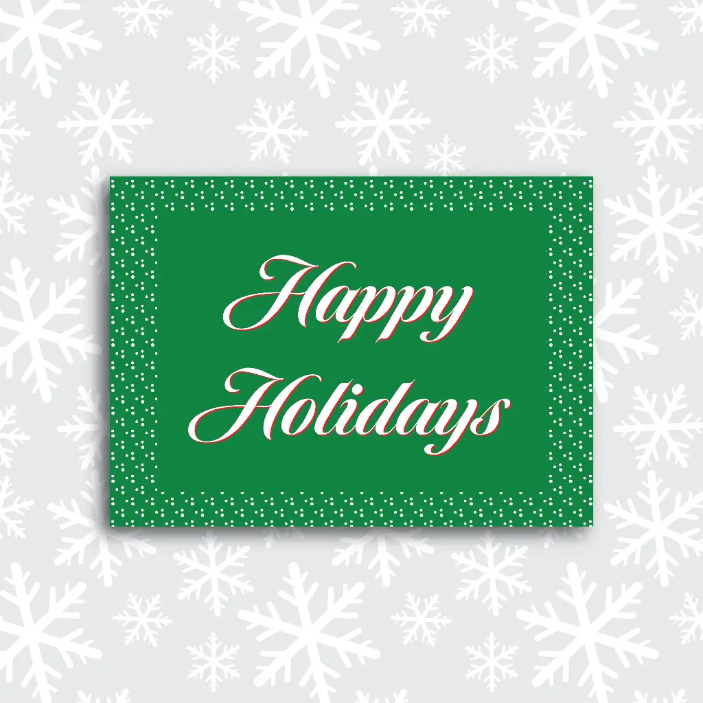 Festive Green Happy Holidays Card