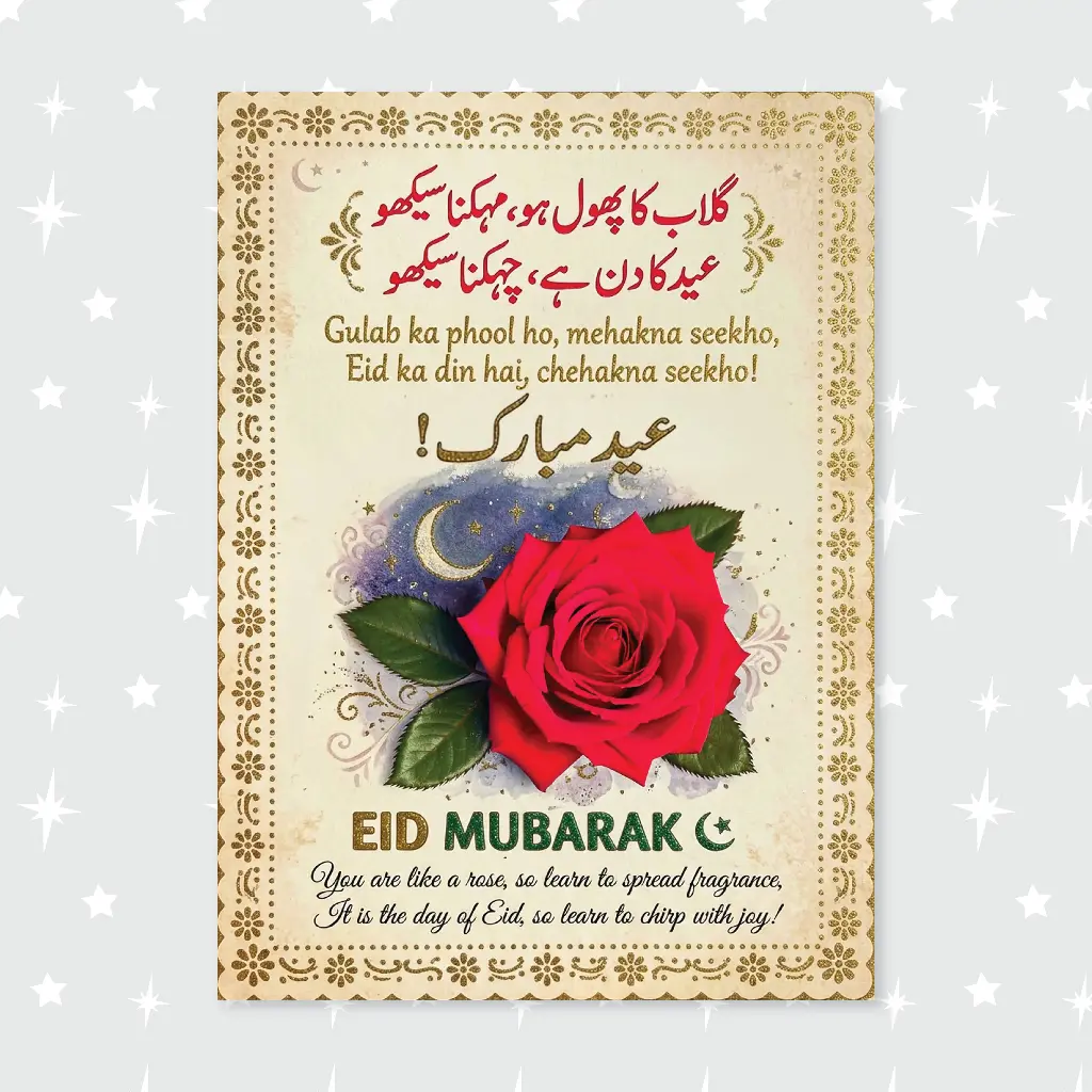 Eid Mubarak Elegant Flower Card