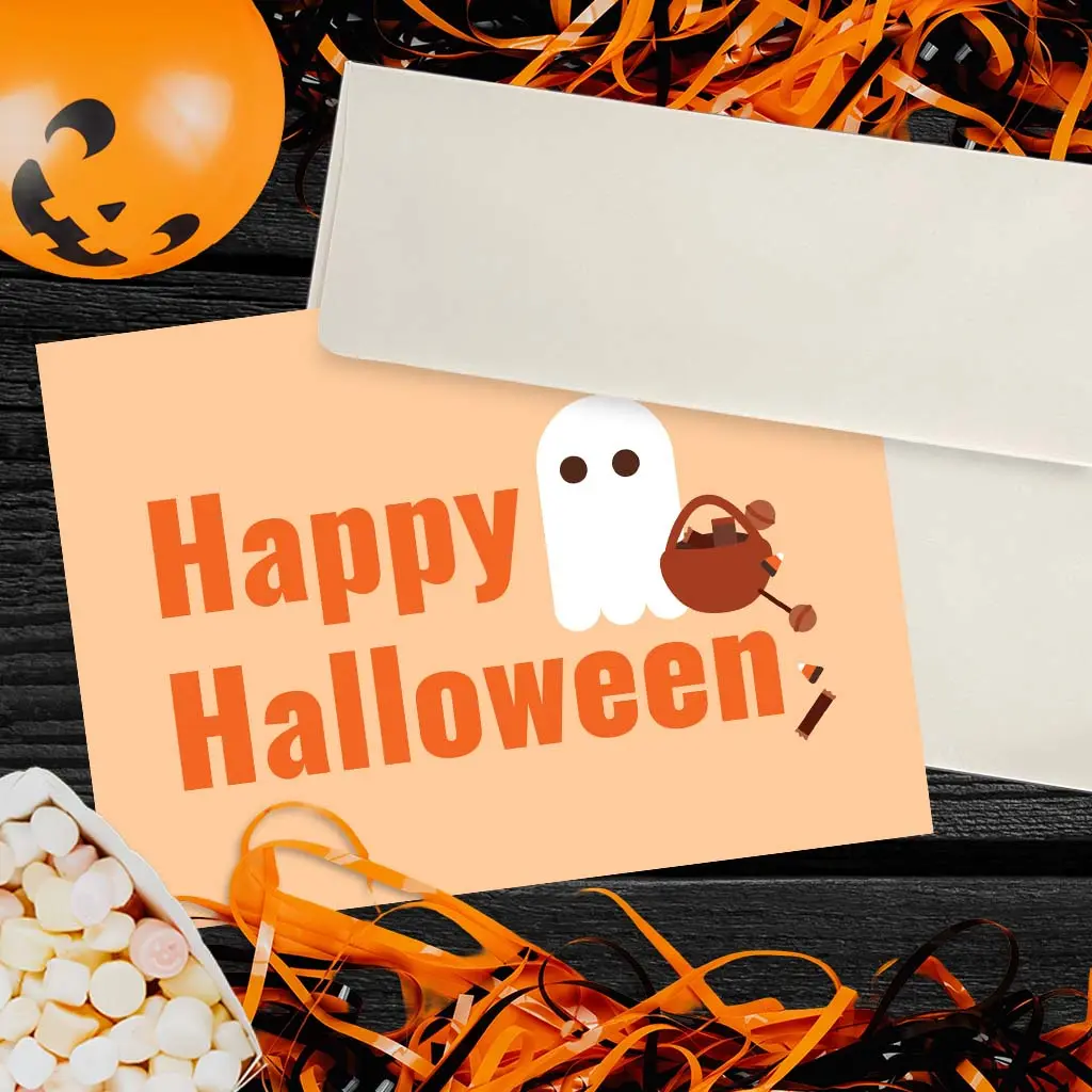 Trick or Treat Cute Ghost Halloween Card
