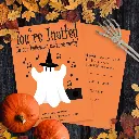 Dancing Ghost Halloween Costume Party Invitation 