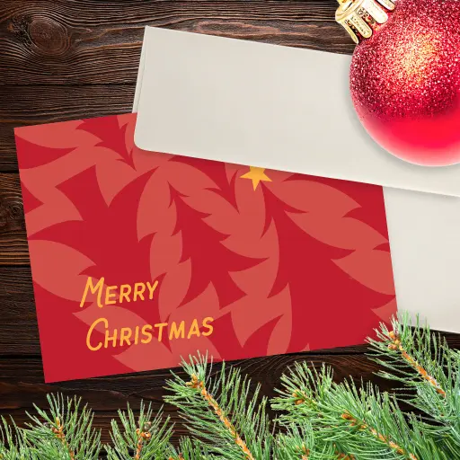 Red Christmas Trees Card
