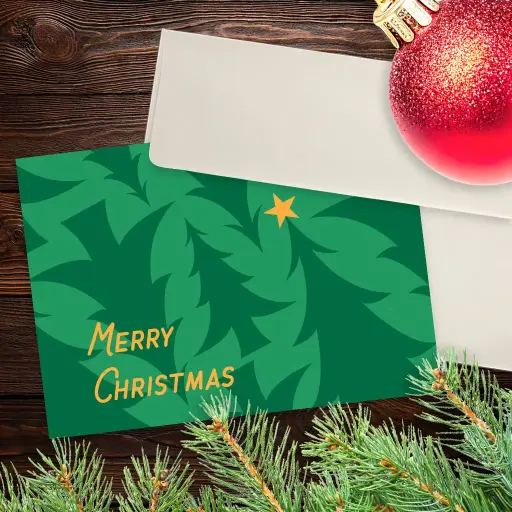 Green Christmas Trees Card