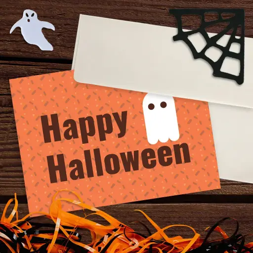 Happy Halloween Ghost and Candy Pattern Card