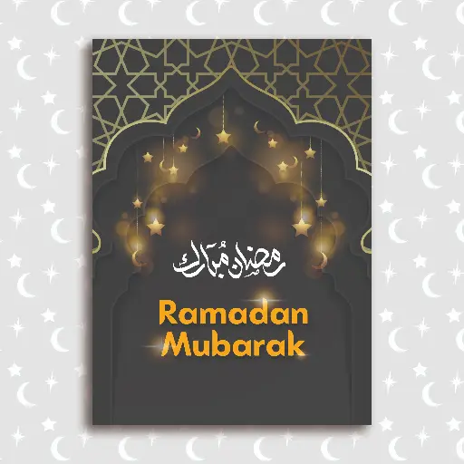 Ramadan Mubarak Moon and Stars Card
