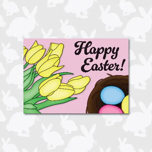 Yellow Tulip Happy Easter Greeting Card