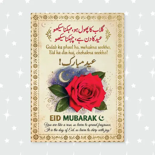 Eid Mubarak Elegant Flower Card