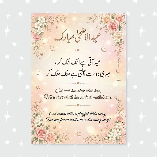 Eid Al Adha Light Pink Flowers Card