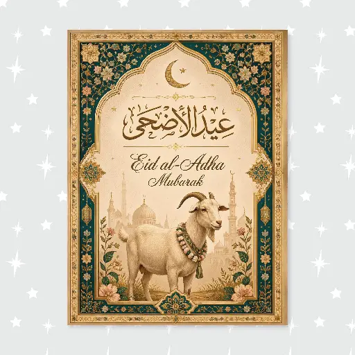 Eid Al Adha Green and Gold Card