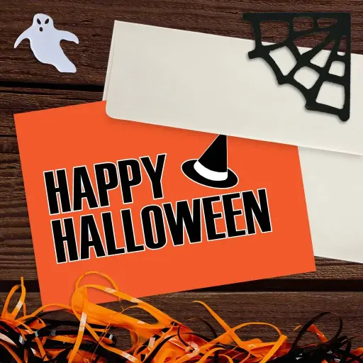 Witches Hat Happy Halloween Card 