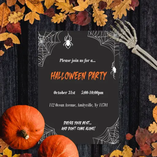 Spider Webs Halloween Party Invitation