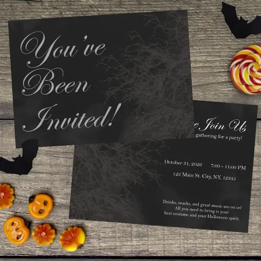 Dark Spooky Elegant Halloween Party Invitation
